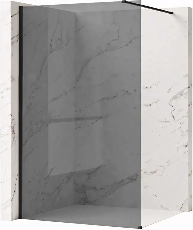 Paravan de dus fumuriu Rea Flexi Grey 110 cm negru