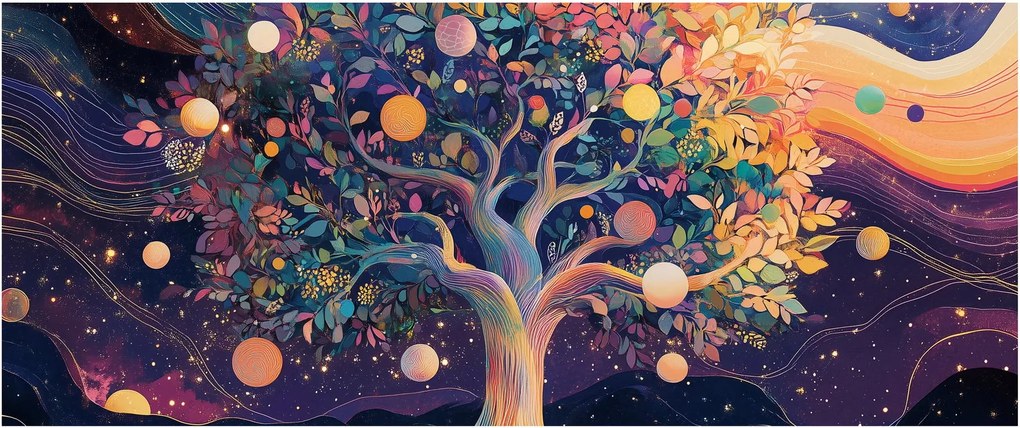 Tablou – Arbore violet plin de energie (120x50 cm)