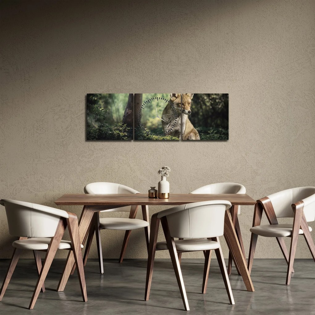 Tablou cu vulpe (cu ceas) (90x30 cm)