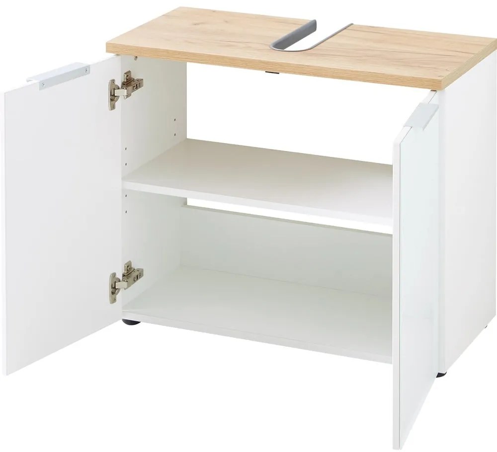 Dulap sub chiuvetă alb cu aspect de lemn de stejar 70x58 cm Pescara – Germania