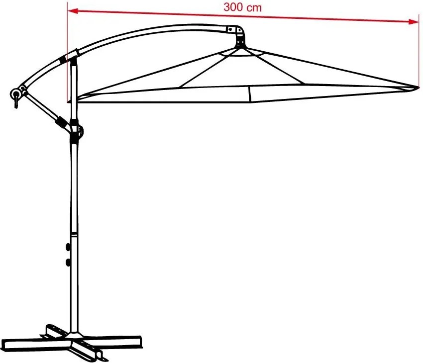 Umbrelă de soare mare, reglabilă, AVENBERG SUNNY 300, diametru 3M, gri