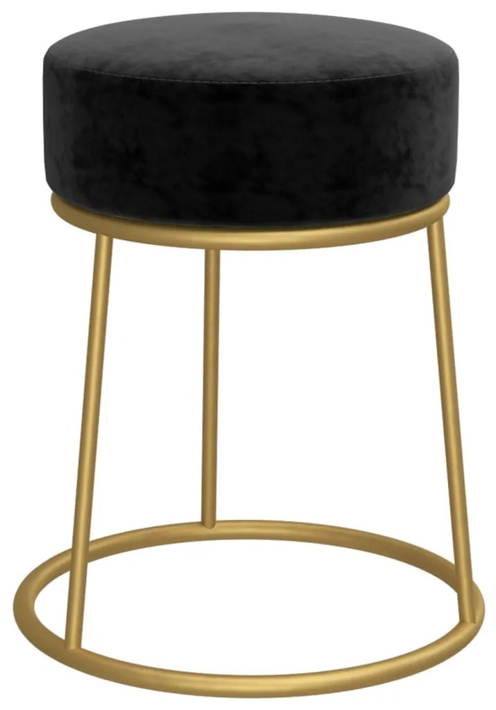 340260 vidaXL Taburet rotund, negru, catifea