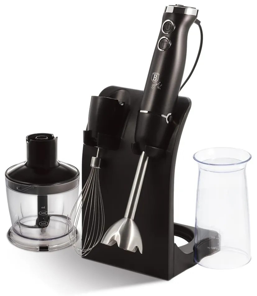 Mixer vertical 5 în 1 cu accesorii 500W/230V negru/oțel inoxidabil BerlingerHaus