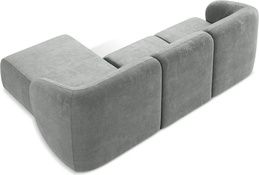 Colțar gri cu tapițerie din chenille (cu colț pe partea dreaptă/cu șezlong) Lani – Makamii