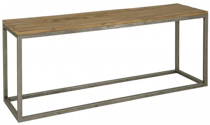 Masa dreptunghiulara cu blat din lemn de tec reciclat 180x40x70 cm maro