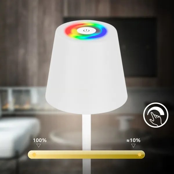 Briloner 1507016 - Lampă de podea LED KIKI, dimmabilă, 4,3 W / 5 V, IP44, 2600 mAh, albă