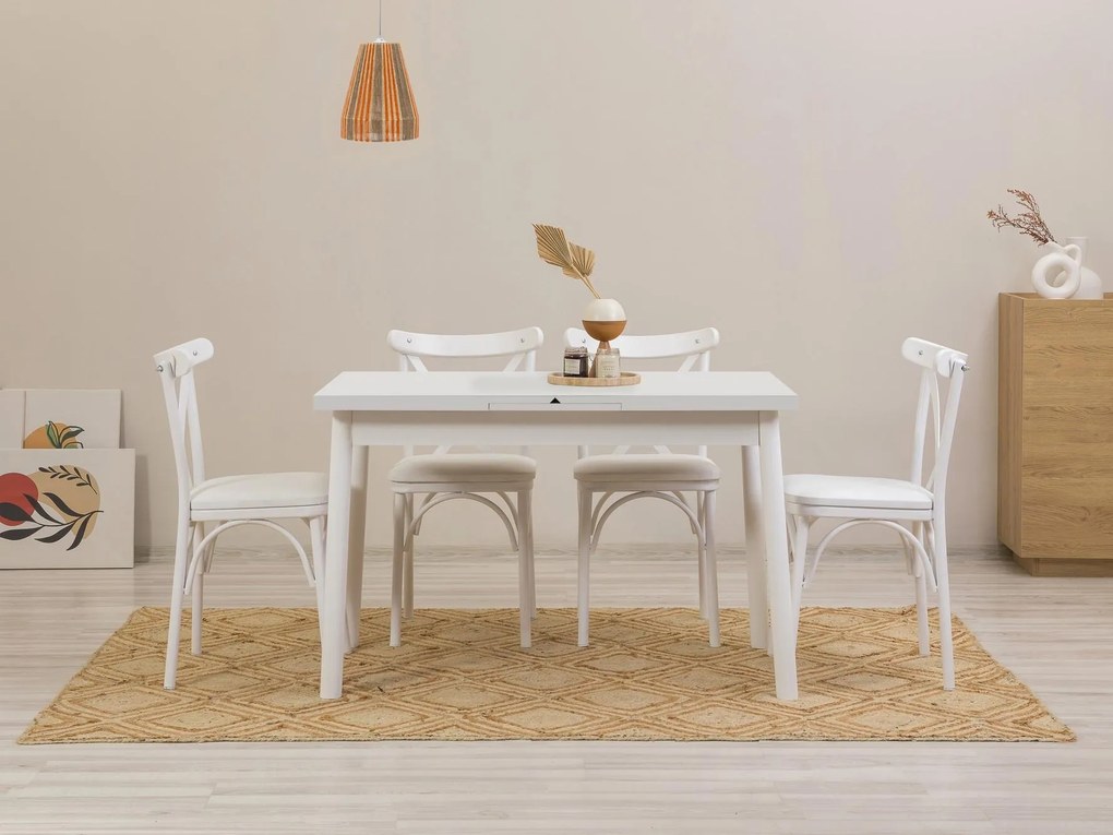 Set mobilier sufragerie Duvasa 11 (alb) (pentru 4 persoane). 1093813