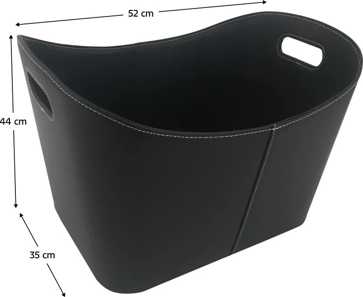 Coş pentru lemn din piele artificială, negru, HOLZO