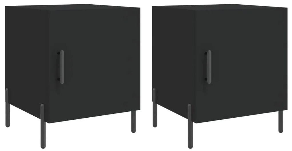 vidaXL Noptiere, 2 buc., negru, 40x40x50 cm, lemn compozit