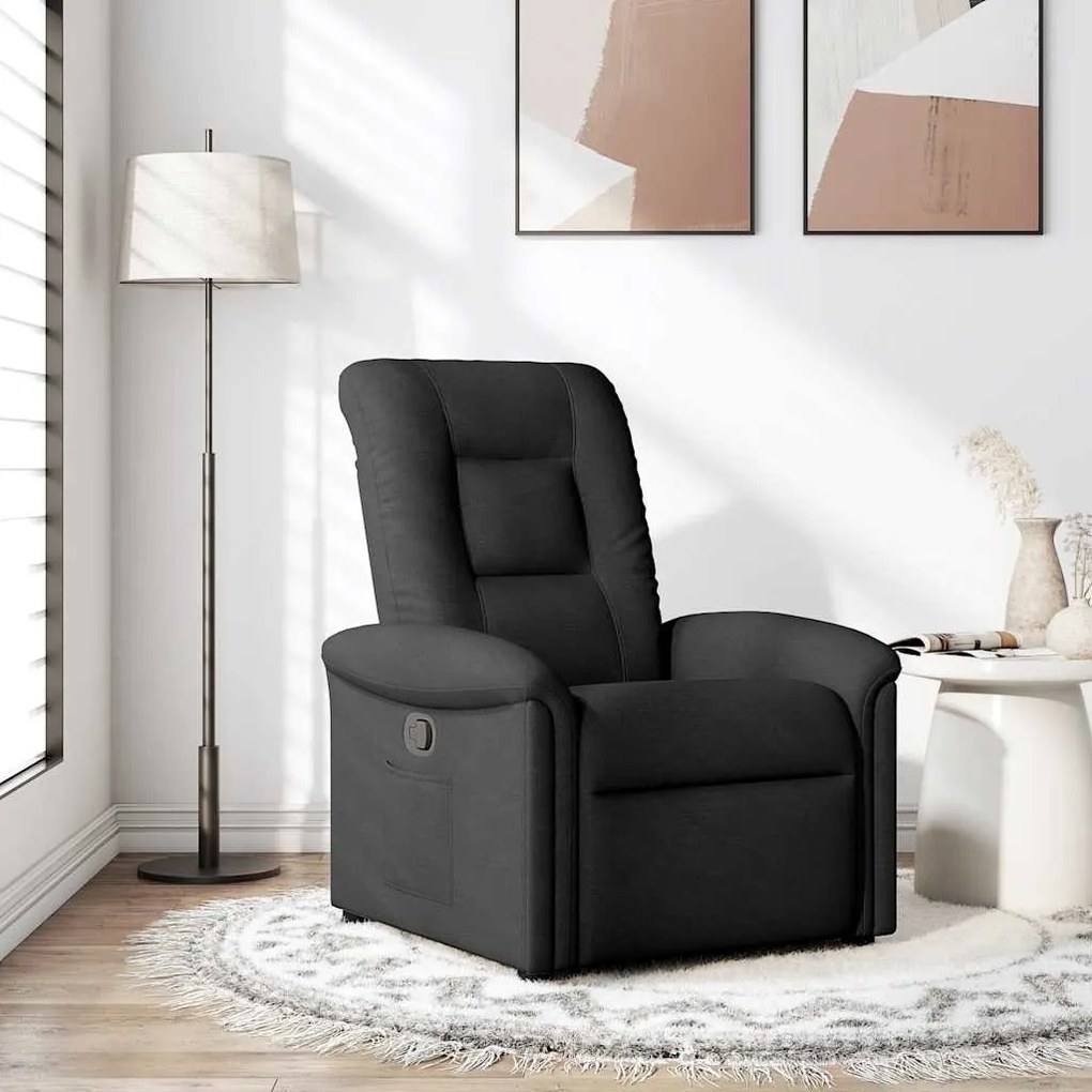 vidaXL Fotoliu rabatabil, negru, material textil