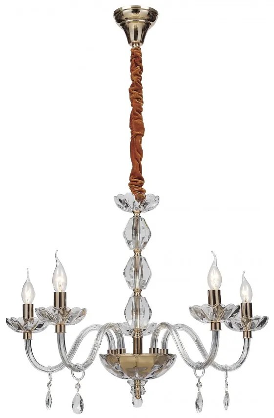 Candelabru cu 5 brate, design clasic Riflesso, metal auriu I-RIFLESSO/5 ORO FE