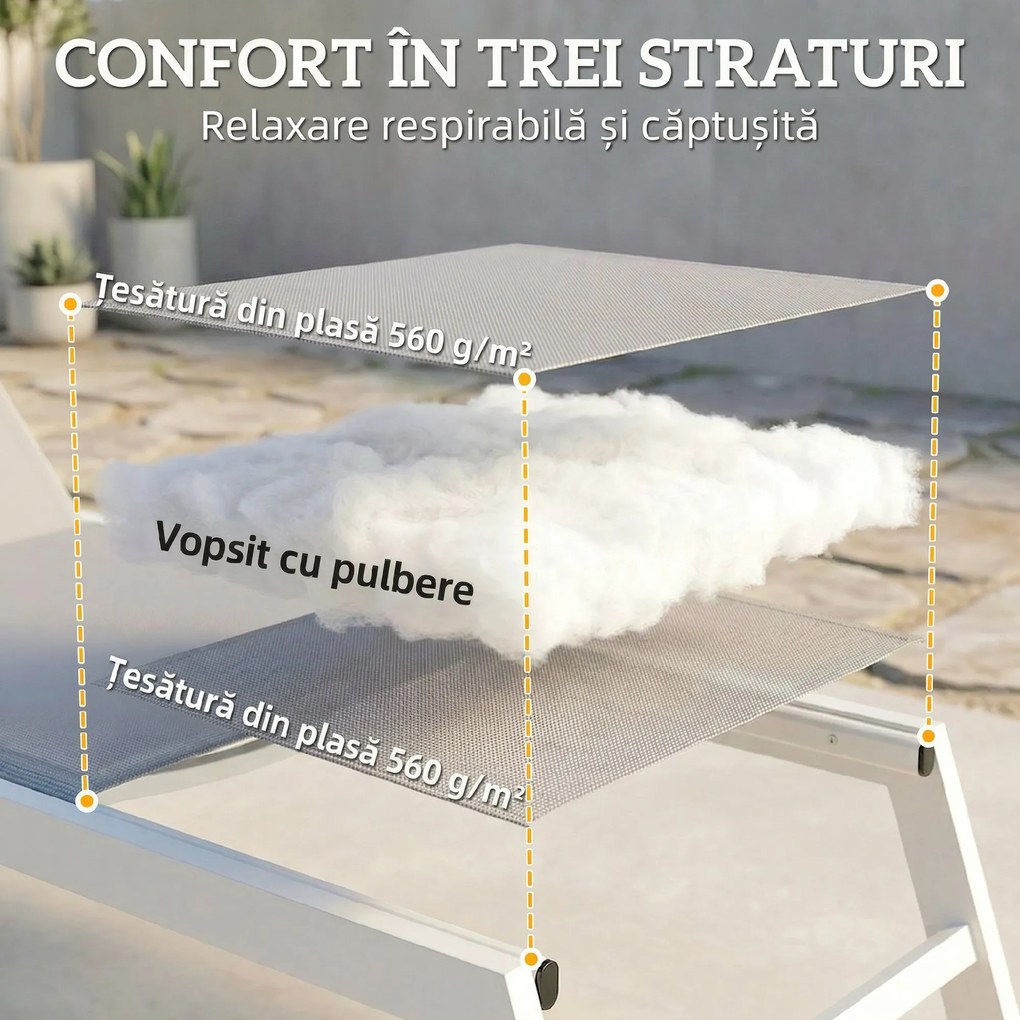 Outsunny Șezlong basculant pentru plajă | Aosom Romania