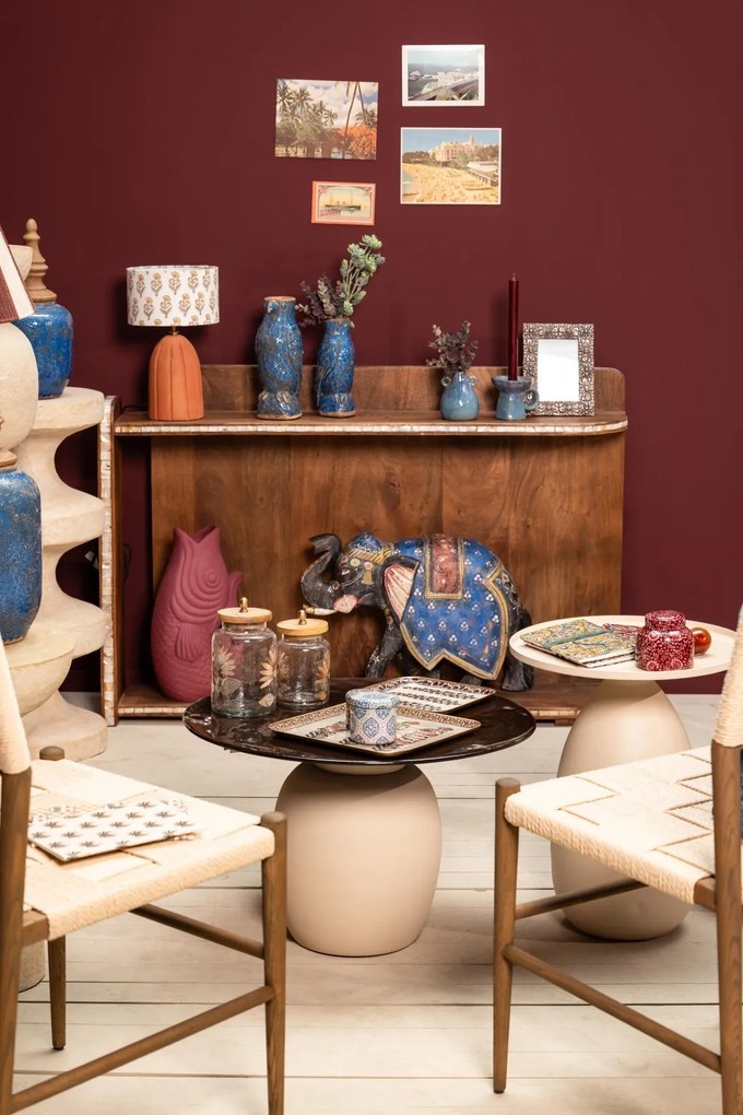 Vaza decorativa, roz, din ceramica, Fish