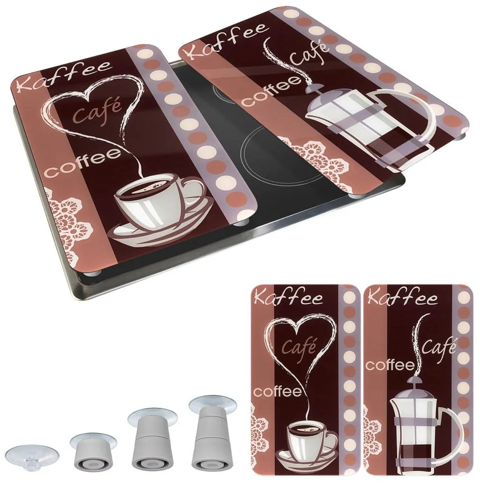 Set 2 protecții din sticlă pentru aragaz Maximex Coffee, 52 x 30 cm