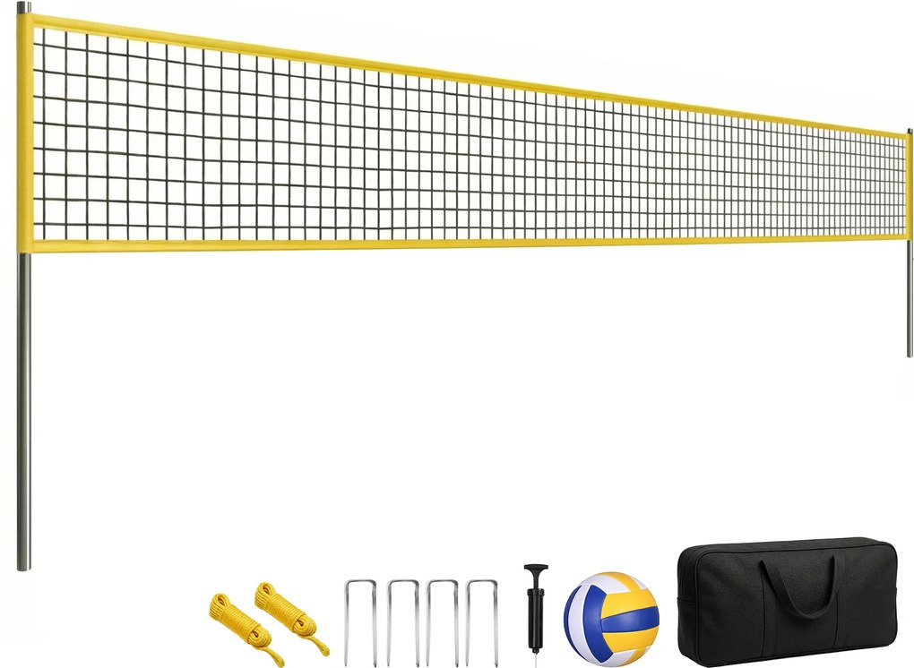 SPORTNOW Set plasă volei Portabil Set pentru volei cu stâlpi din oțel reglabili pe înălțime Geantă de transport 950 x 100 x 248 cm Negru | Aosom Romania