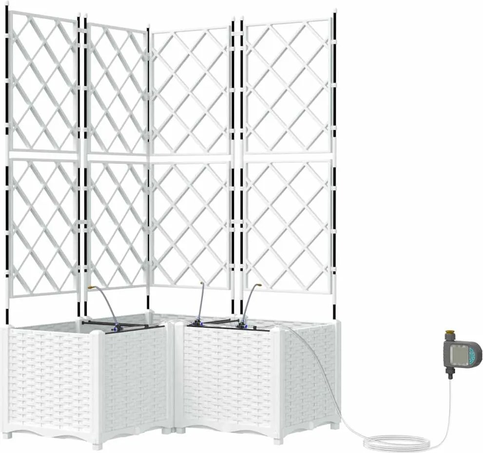 vidaXL Vază pentru Grădină 3 pcs Alb Oțel