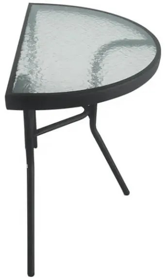 Masa de gradina semirotunda cu blat de sticla ISLAND 70x40 cm, negru