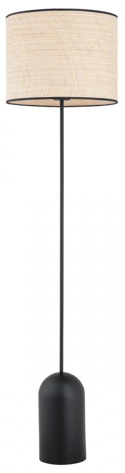 Lampadar modern negru cu abajur bej natur Aspen