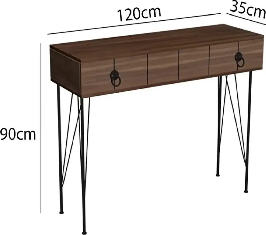 Consola hol Aida cu sertar culoare nuc si negru
