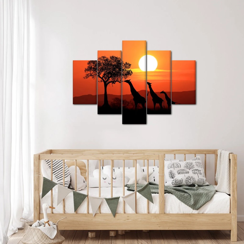Tablou cu girafe în apus de soare (150x105 cm)