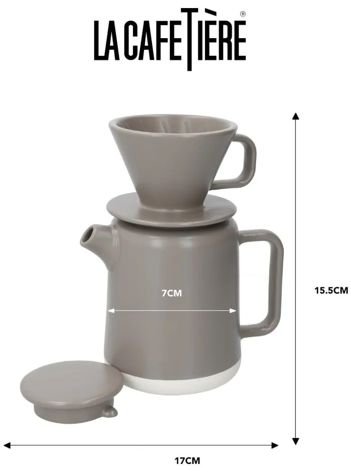 Set de ceainic și filtru de cafea din ceramică maro de 0,8 l La Cafetiere Seville - Kitchen Craft