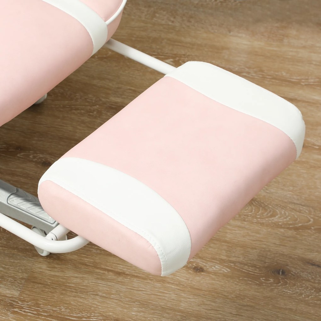 HOMCOM Scaun de gaming cu suport de picioare, perne pentru cap și lombar, rotativ, reglabil în înălțime, Roz | Aosom Romania