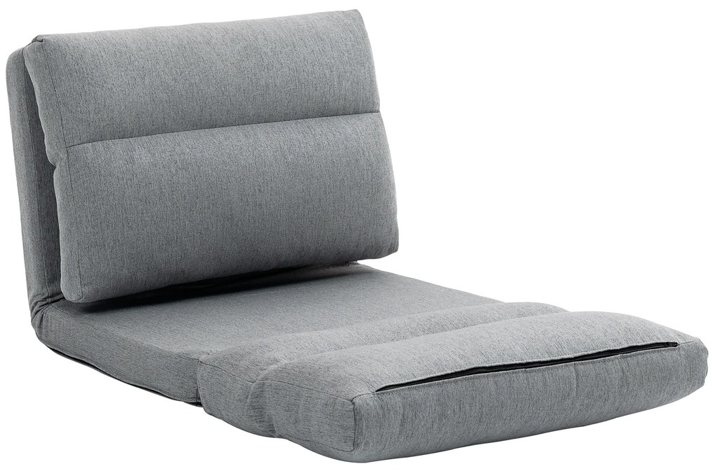 HOMCOM Fotoliu de podea canapea leneșă fotoliu convertibil în pat inclinabil 90° la 180° material textil - 70l x 72A x 56Î cm - gri | Aosom Romania