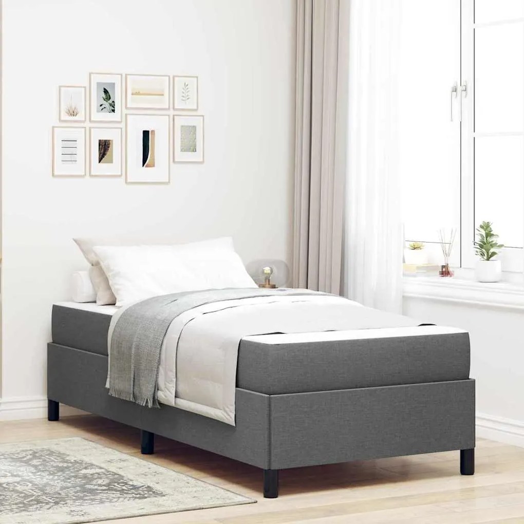 vidaXL Pat cu arcuri Gri închis, Negru 90 x 190 cm