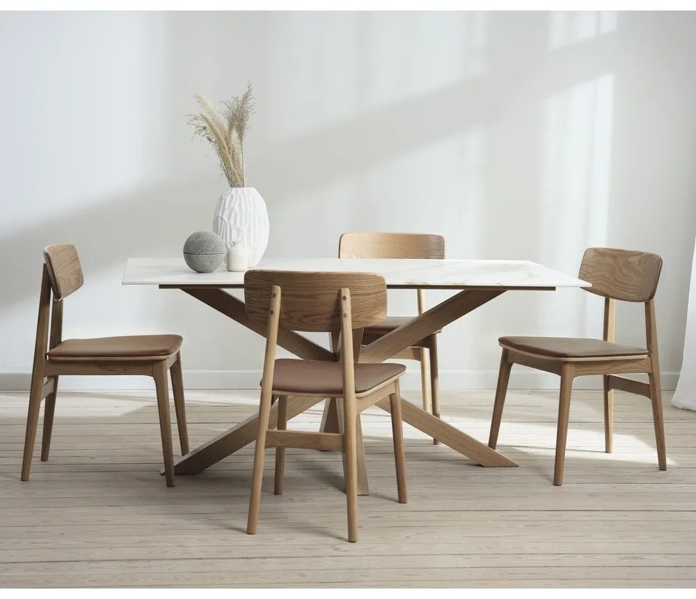Scaun de dining maro coniac/în culoare naturală din imitație de piele Livo – Unique Furniture
