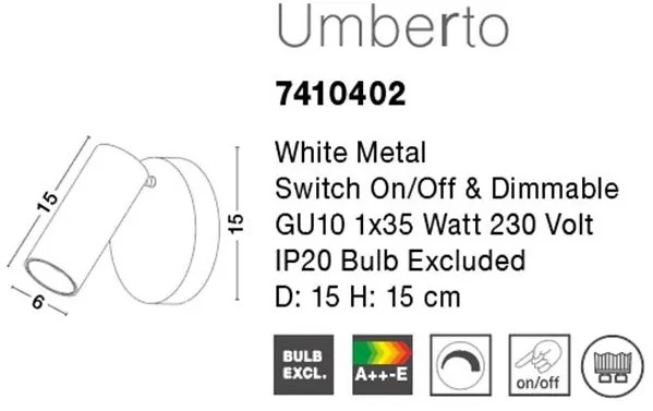 Aplica tip spot aplicat design modern UMBERTO alba NVL-7410402