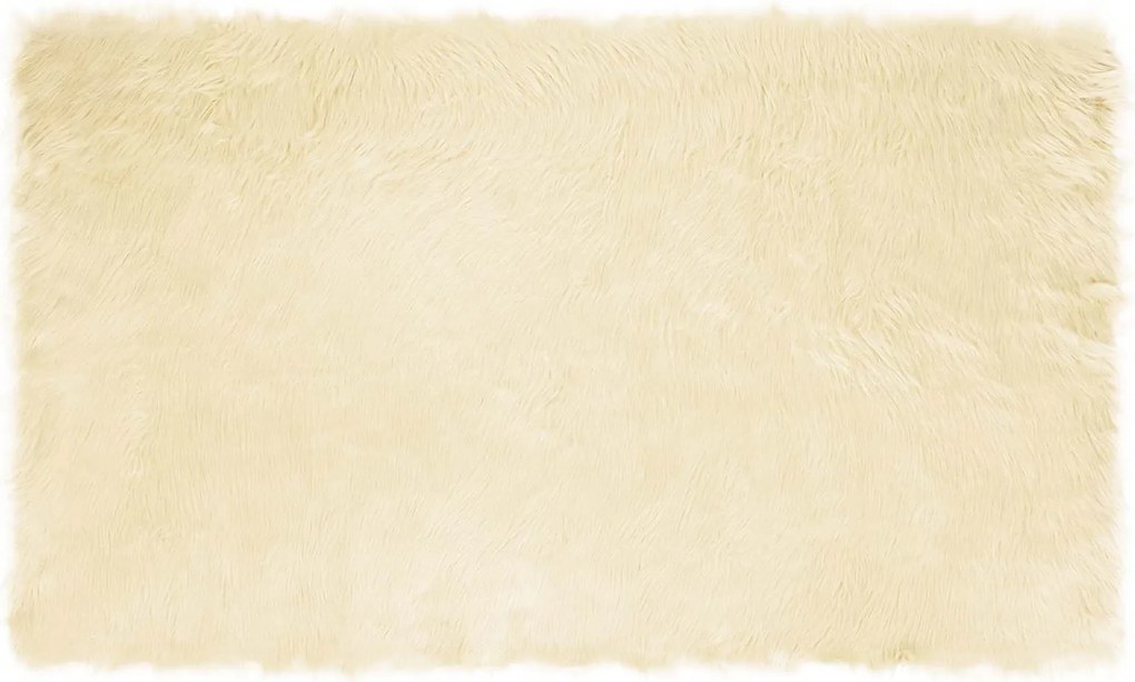 vidaXL Covor din Lână Faux Tafalla Crem 100 x 200 cm Poliester