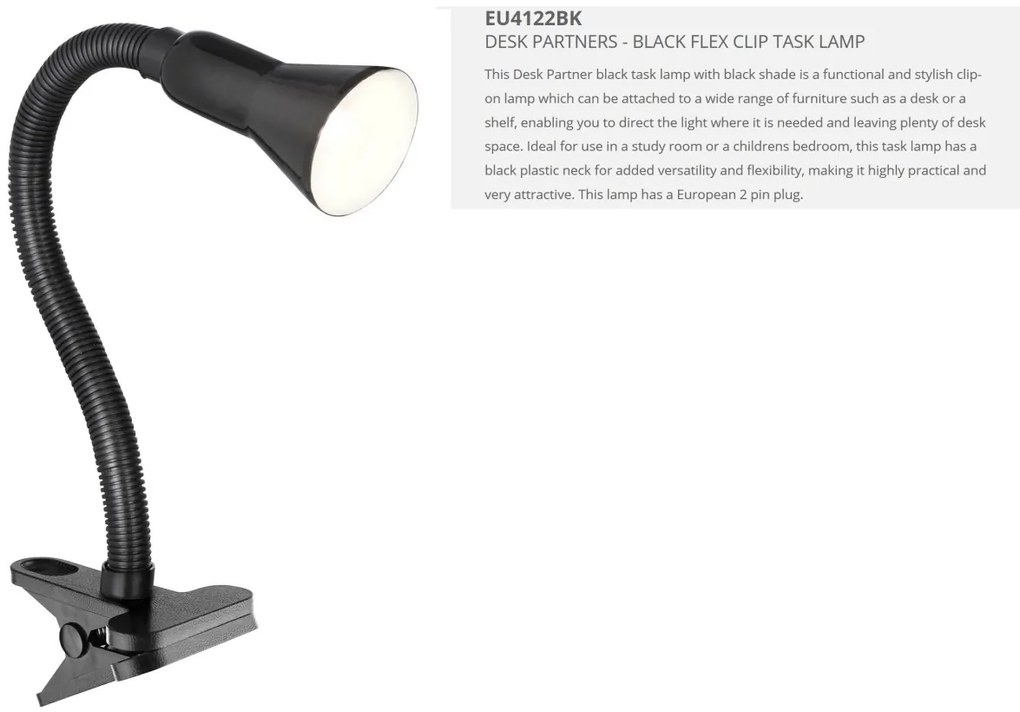 Veioza / Lampa de birou cu clema Desk Partners EU4122BK SRT