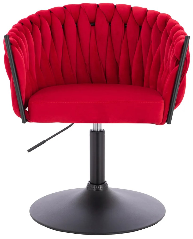 HR750N Scaun Roşu din Catifea cu Bază Neagră