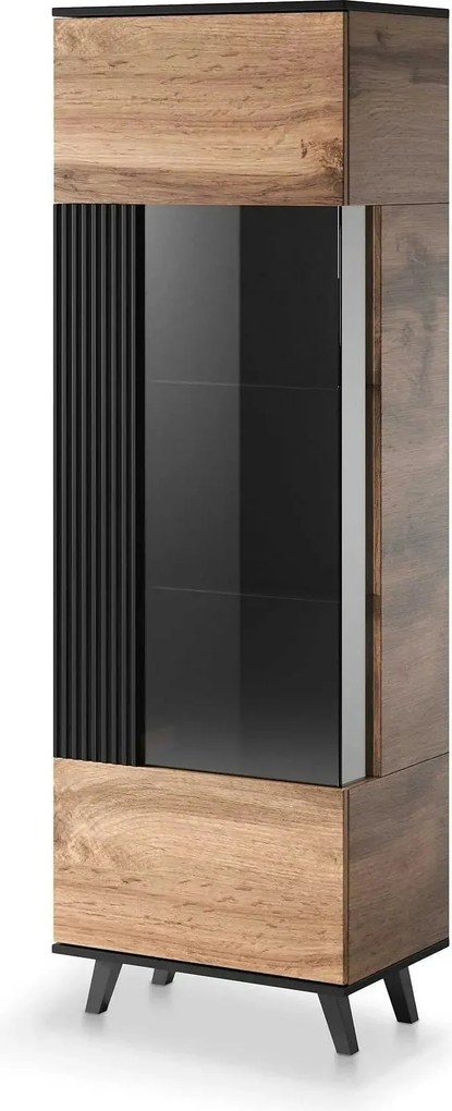 Vitrina RANDOM, stejar wotan/negru, PAL furniruit/polipropilena, 60x40