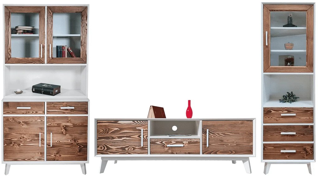 Set Living Timeless I, Lemn Masiv, Natur-Alb