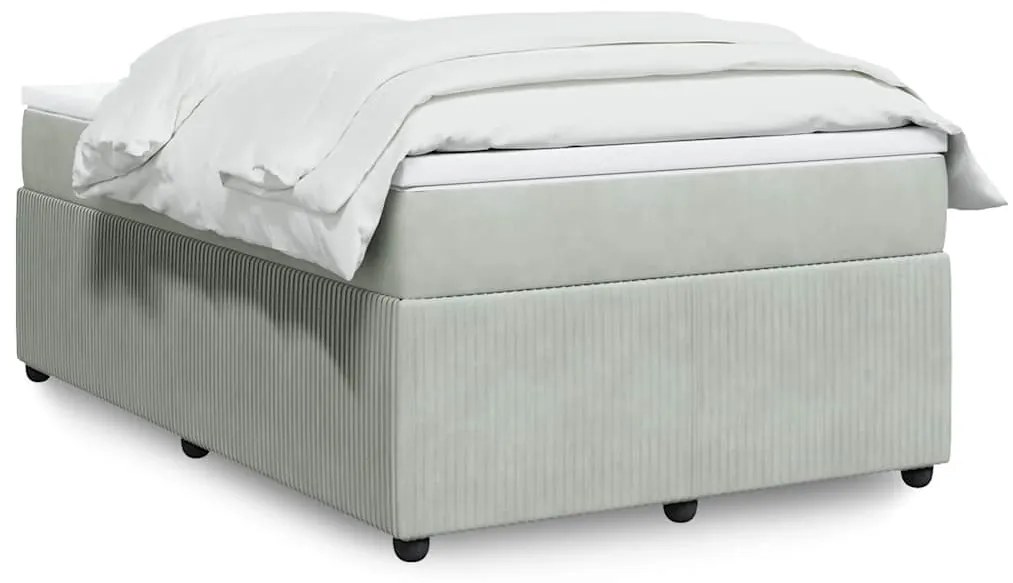 vidaXL Pat continental cu saltea, gri deschis, 120x200 cm, catifea