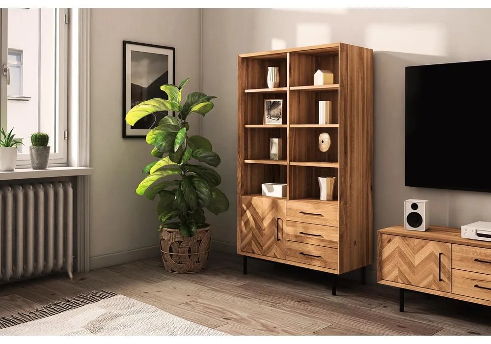 Bibliotecă din lemn de stejar 97x176 cm Abies – The Beds