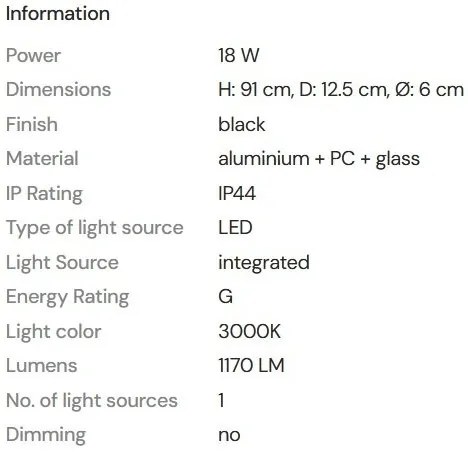 Aplica LED baie iluminat elegant IP44 Fayette H-91cm
