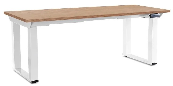 Masă înălțime reglabilă OfficeTech Strong 180 x 80 cm, picioare albe, stejar