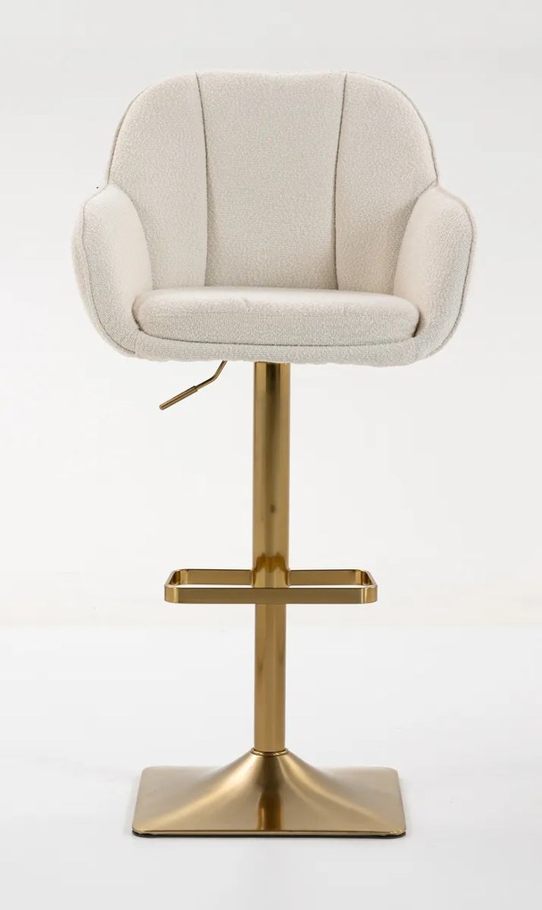 HR2055KW Scaun Crem din Boucle cu Bază Aurie