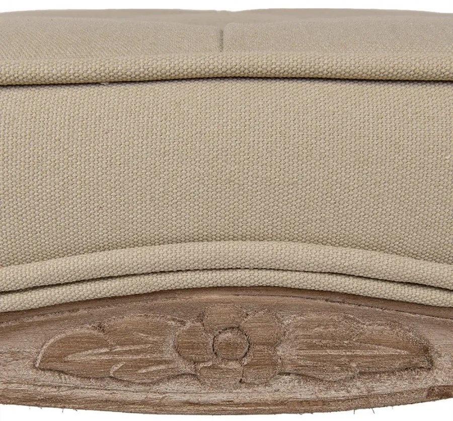 Taburet shabby chic, bej, stofa, 50x36x47 cm