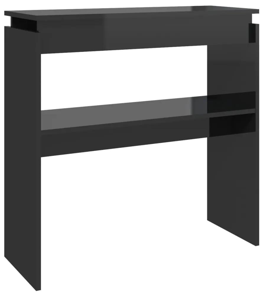 Masa consola, negru extralucios, 80x30x80 cm, PAL 1, negru foarte lucios