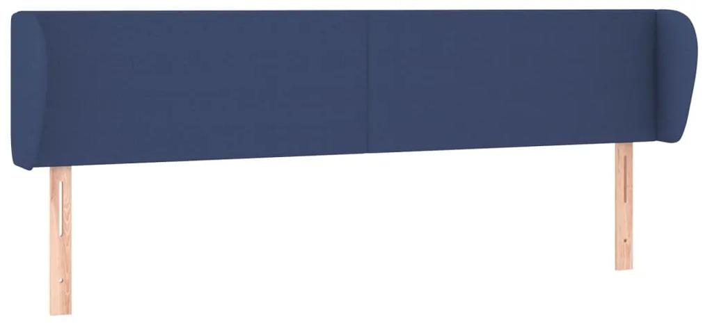3116876 vidaXL Tăblie de pat cu aripioare, albastru, 163x23x78/88 cm textil