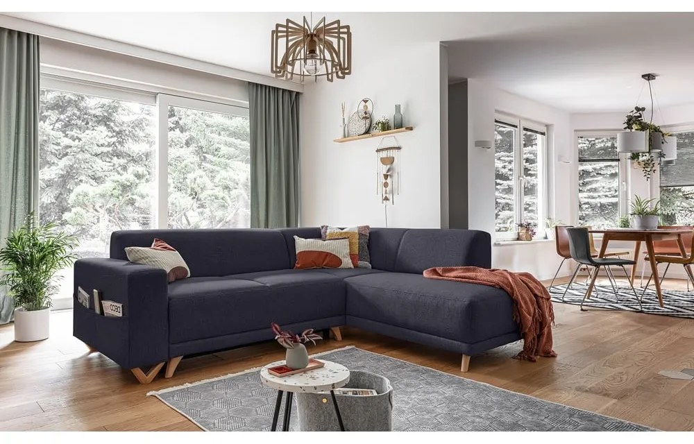 Colțar gri antracit extensibil/cu spațiu de depozitare (cu colț pe partea dreaptă/în formă de ”L”) Classy Sophie – Miuform