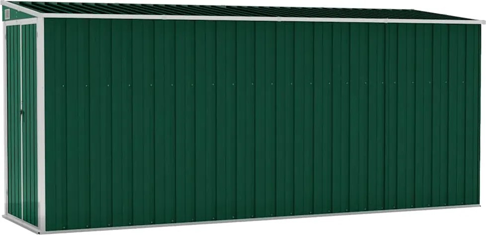 vidaXL Șopron grădină/montaj perete verde, 118x382x178 cm, oțel zincat