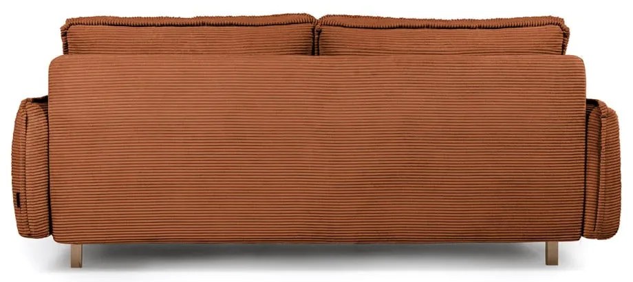Canapea portocalie extensibilă cu tapițerie din catifea reiată 218 cm Tori – Bonami Selection