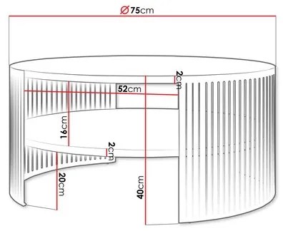 Măsuță de cafea FIKOLI 40x75 cm negru/alb