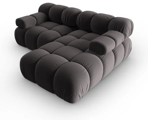 Colțar gri închis cu tapițerie din catifea (colț dreapta) Bellis – Micadoni Home