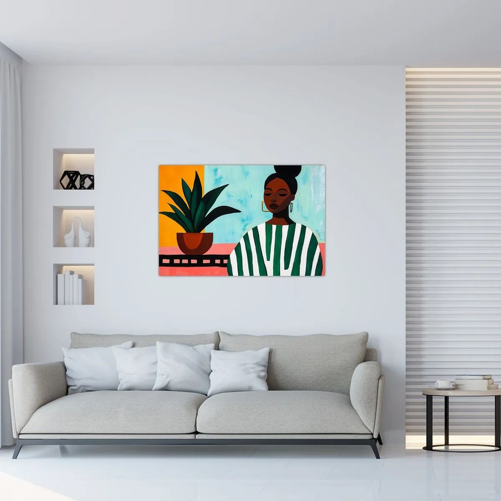 Tablou - Femeie cu floare (90x60 cm)
