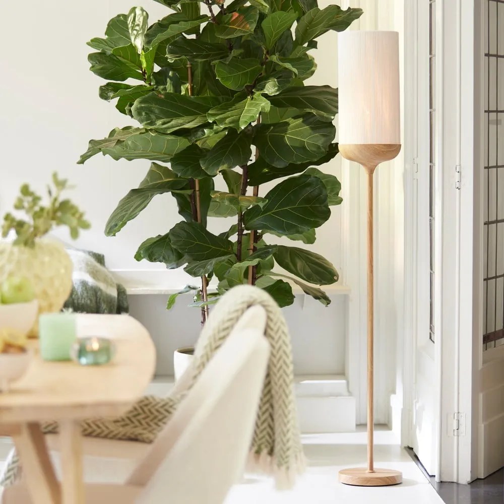 Lampadar în culoare naturală cu abajur textil (înălțime 159 cm) Dania – Light &amp; Living